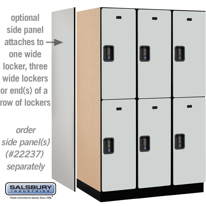 Salsbury 15" Wide Double Tier Designer Wood Locker - 3 Wide - 6 Feet High - 24 Inches Deep - Gray - Black Electronic Locks - Sweatfully
