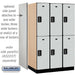 Salsbury 15" Wide Double Tier Designer Wood Locker - 3 Wide - 6 Feet High - 24 Inches Deep - Gray - Black Electronic Locks - Sweatfully