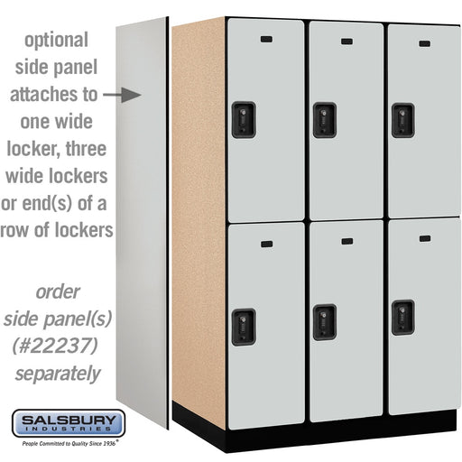 Salsbury 15" Wide Double Tier Designer Wood Locker - 3 Wide - 6 Feet High - 24 Inches Deep - Gray - Black Resettable Combination Locks - Sweatfully