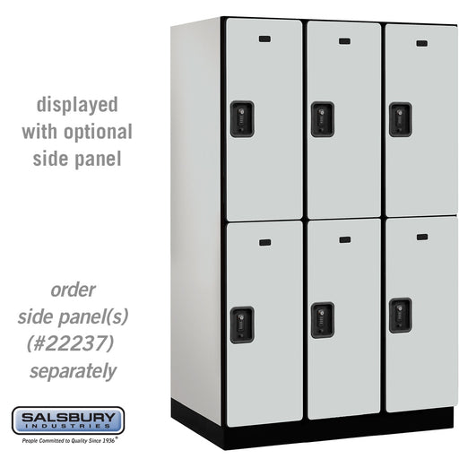 Salsbury 15" Wide Double Tier Designer Wood Locker - 3 Wide - 6 Feet High - 24 Inches Deep - Gray - Black Resettable Combination Locks - Sweatfully