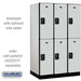 Salsbury 15" Wide Double Tier Designer Wood Locker - 3 Wide - 6 Feet High - 24 Inches Deep - Gray - Black Resettable Combination Locks - Sweatfully