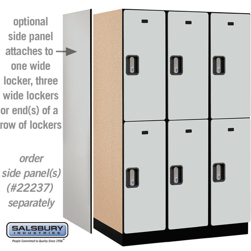 Salsbury 15" Wide Double Tier Designer Wood Locker - 3 Wide - 6 Feet High - 24 Inches Deep - Gray - Silver Electronic Locks - Sweatfully
