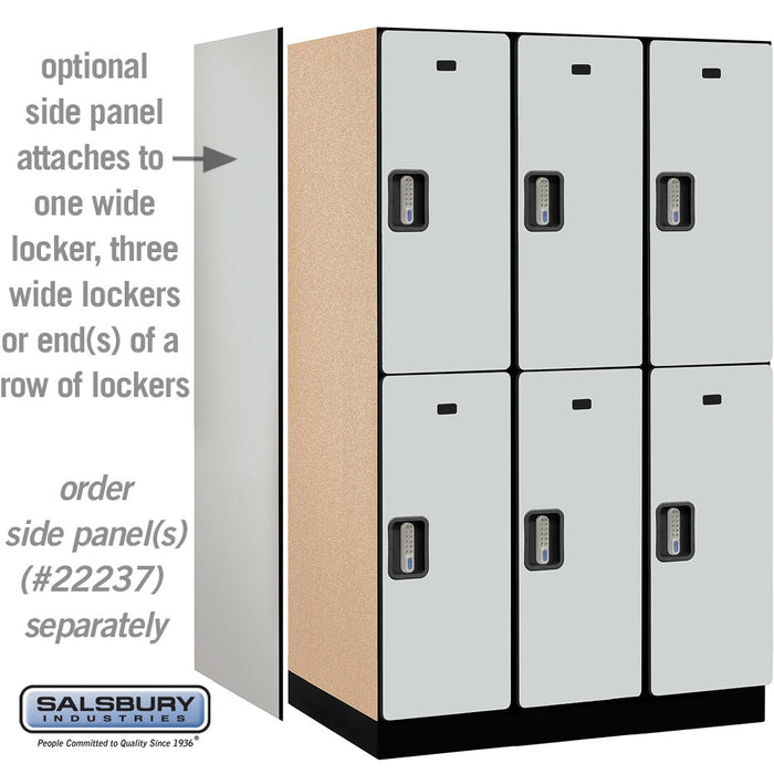 Salsbury 15" Wide Double Tier Designer Wood Locker - 3 Wide - 6 Feet High - 24 Inches Deep - Gray - Silver Electronic Locks - Sweatfully