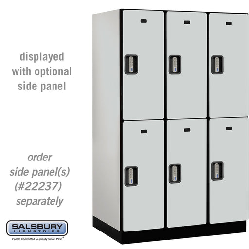Salsbury 15" Wide Double Tier Designer Wood Locker - 3 Wide - 6 Feet High - 24 Inches Deep - Gray - Silver Electronic Locks - Sweatfully
