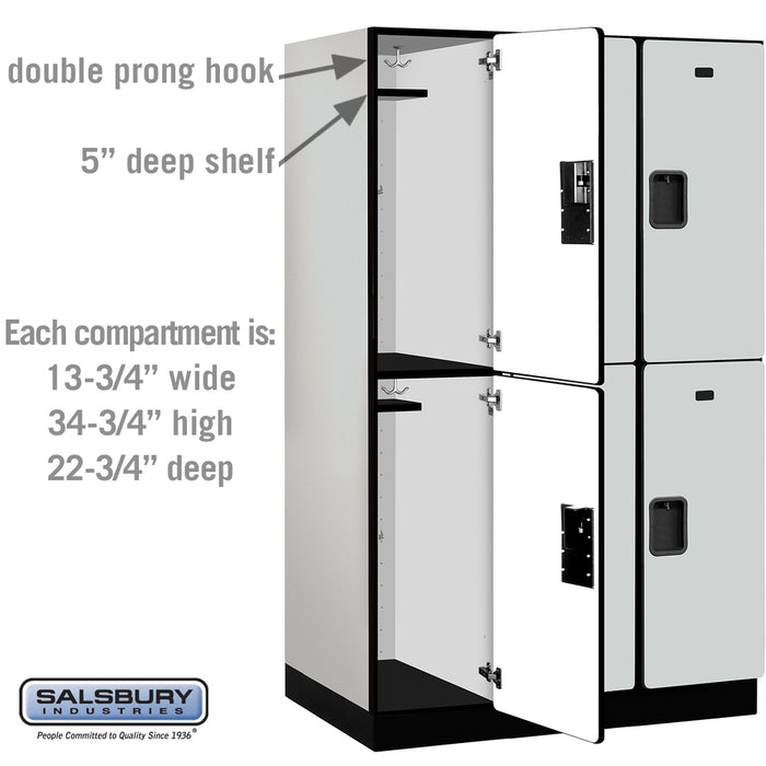 Salsbury 15" Wide Double Tier Designer Wood Locker - 3 Wide - 6 Feet High - 24 Inches Deep - Gray - Hasps - Sweatfully