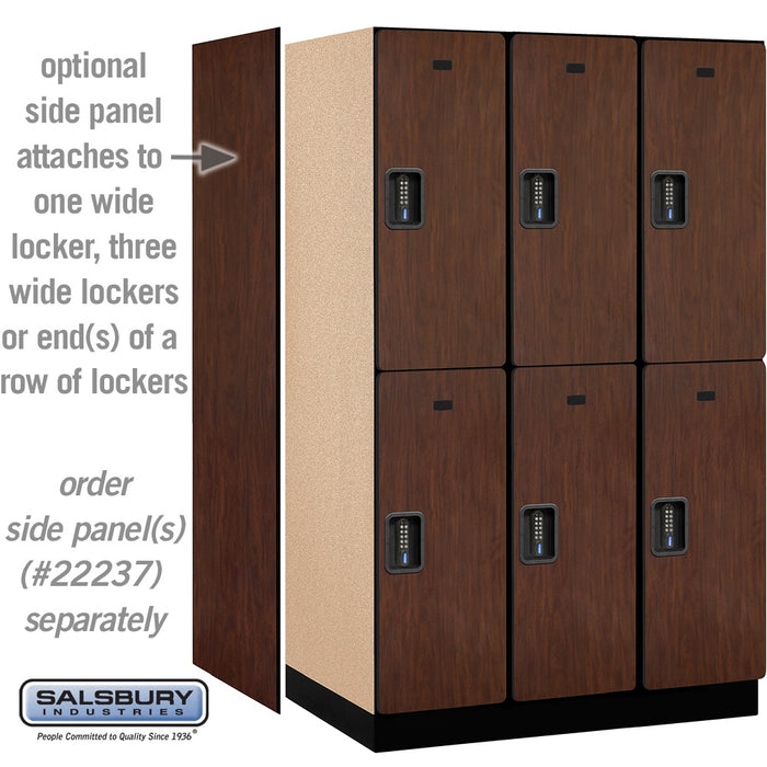 Salsbury 15" Wide Double Tier Designer Wood Locker - 3 Wide - 6 Feet High - 24 Inches Deep - Mahogany - Black Electronic Locks - Sweatfully