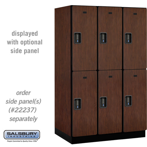 Salsbury 15" Wide Double Tier Designer Wood Locker - 3 Wide - 6 Feet High - 24 Inches Deep - Mahogany - Black Electronic Locks - Sweatfully