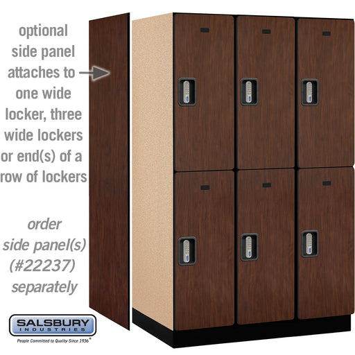 Salsbury 15" Wide Double Tier Designer Wood Locker - 3 Wide - 6 Feet High - 24 Inches Deep - Mahogany - Silver Electronic Locks - Sweatfully