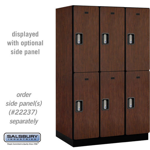 Salsbury 15" Wide Double Tier Designer Wood Locker - 3 Wide - 6 Feet High - 24 Inches Deep - Mahogany - Silver Electronic Locks - Sweatfully