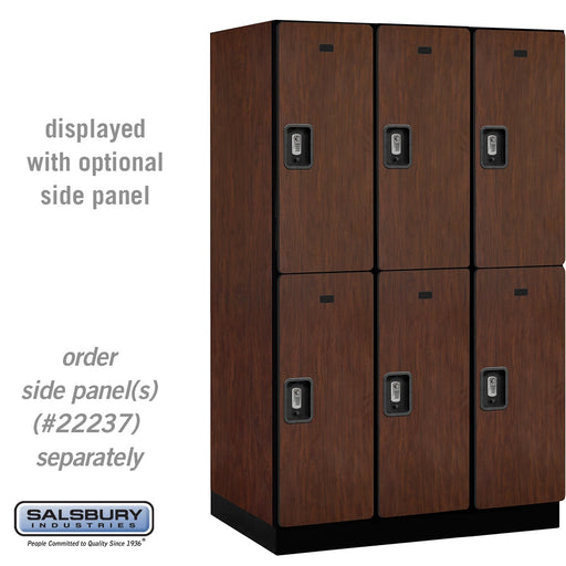 Salsbury 15" Wide Double Tier Designer Wood Locker - 3 Wide - 6 Feet High - 24 Inches Deep - Mahogany - Silver Resettable Combination Locks - Sweatfully