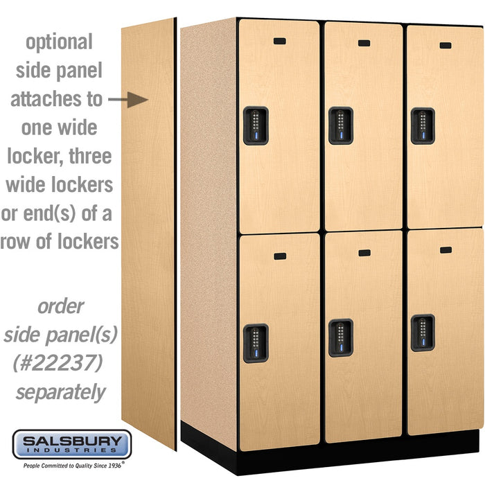 Salsbury 15" Wide Double Tier Designer Wood Locker - 3 Wide - 6 Feet High - 24 Inches Deep - Maple - Black Electronic Locks - Sweatfully