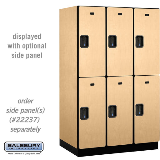 Salsbury 15" Wide Double Tier Designer Wood Locker - 3 Wide - 6 Feet High - 24 Inches Deep - Maple - Black Electronic Locks - Sweatfully