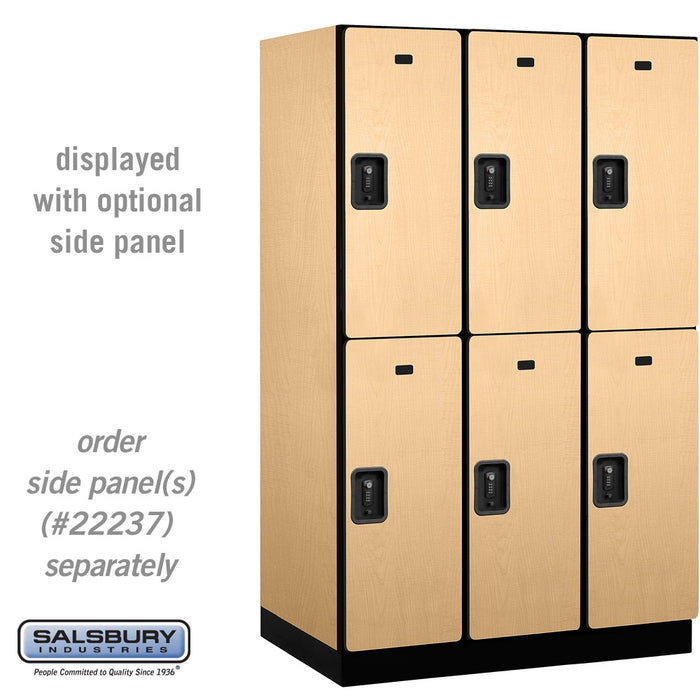 Salsbury 15" Wide Double Tier Designer Wood Locker - 3 Wide - 6 Feet High - 24 Inches Deep - Maple - Black Resettable Combination Locks - Sweatfully