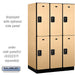 Salsbury 15" Wide Double Tier Designer Wood Locker - 3 Wide - 6 Feet High - 24 Inches Deep - Maple - Black Resettable Combination Locks - Sweatfully
