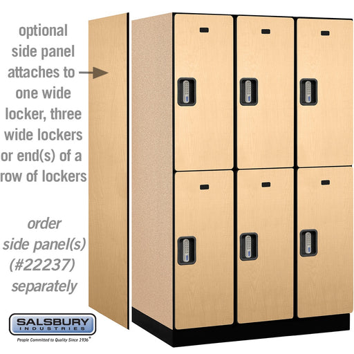 Salsbury 15" Wide Double Tier Designer Wood Locker - 3 Wide - 6 Feet High - 24 Inches Deep - Maple - Silver Electronic Locks - Sweatfully
