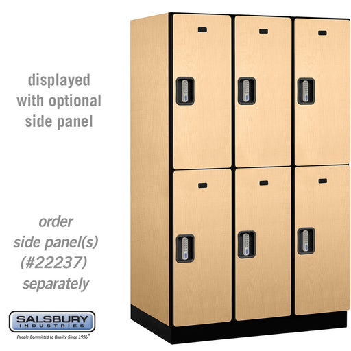 Salsbury 15" Wide Double Tier Designer Wood Locker - 3 Wide - 6 Feet High - 24 Inches Deep - Maple - Silver Electronic Locks - Sweatfully