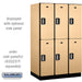 Salsbury 15" Wide Double Tier Designer Wood Locker - 3 Wide - 6 Feet High - 24 Inches Deep - Maple - Silver Electronic Locks - Sweatfully