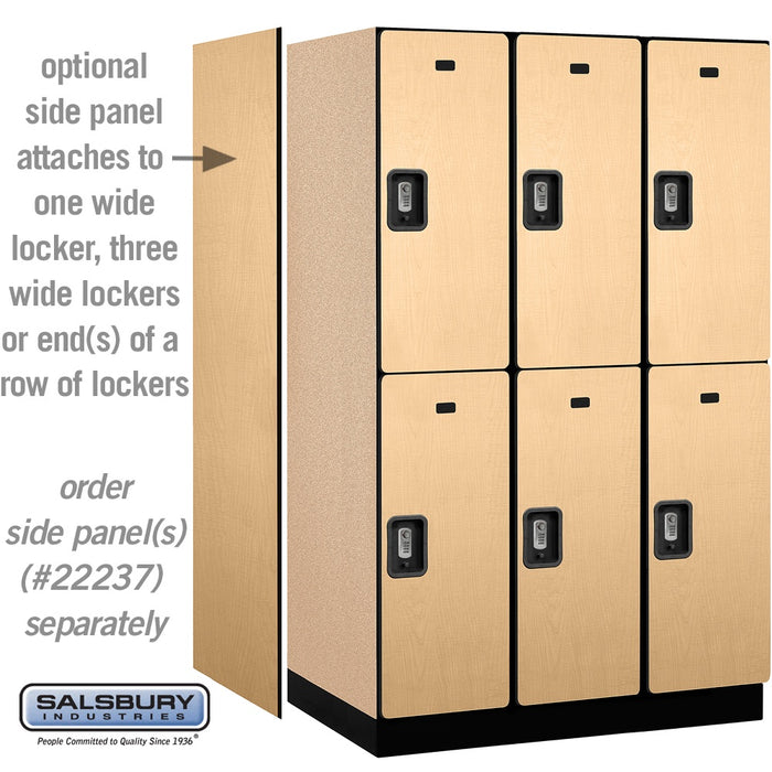 Salsbury 15" Wide Double Tier Designer Wood Locker - 3 Wide - 6 Feet High - 24 Inches Deep - Maple - Silver Resettable Combination Locks - Sweatfully