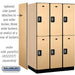 Salsbury 15" Wide Double Tier Designer Wood Locker - 3 Wide - 6 Feet High - 24 Inches Deep - Maple - Silver Resettable Combination Locks - Sweatfully