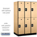 Salsbury 15" Wide Double Tier Designer Wood Locker - 3 Wide - 6 Feet High - 24 Inches Deep - Maple - Silver Resettable Combination Locks - Sweatfully