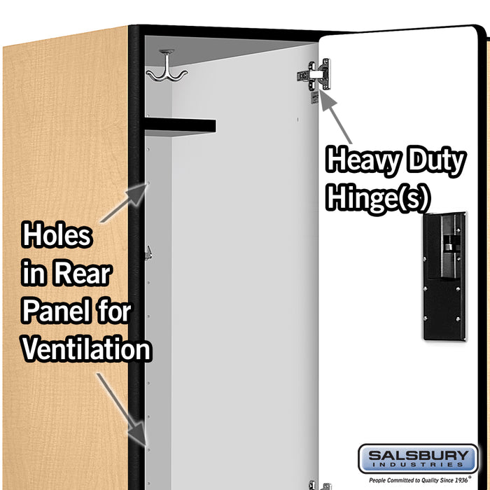 Salsbury 15" Wide Double Tier Designer Wood Locker - 3 Wide - 6 Feet High - 24 Inches Deep - Maple - Hasps - Sweatfully