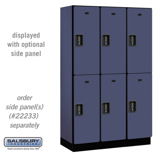 Salsbury 15" Wide Double Tier Designer Wood Locker - 3 Wide - 6 Feet High - 18 Inches Deep - Blue - Black Electronic Locks - Sweatfully