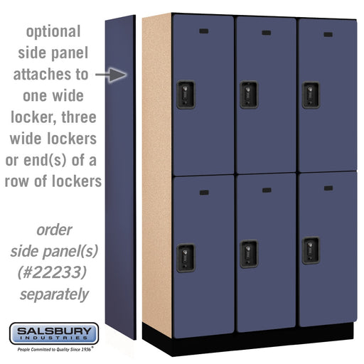 Salsbury 15" Wide Double Tier Designer Wood Locker - 3 Wide - 6 Feet High - 18 Inches Deep - Blue - Black Resettable Combination Locks - Sweatfully