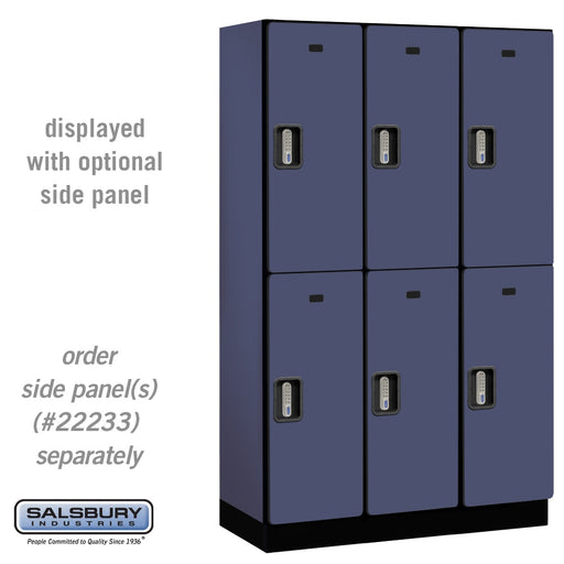 Salsbury 15" Wide Double Tier Designer Wood Locker - 3 Wide - 6 Feet High - 18 Inches Deep - Blue - Silver Electronic Locks - Sweatfully