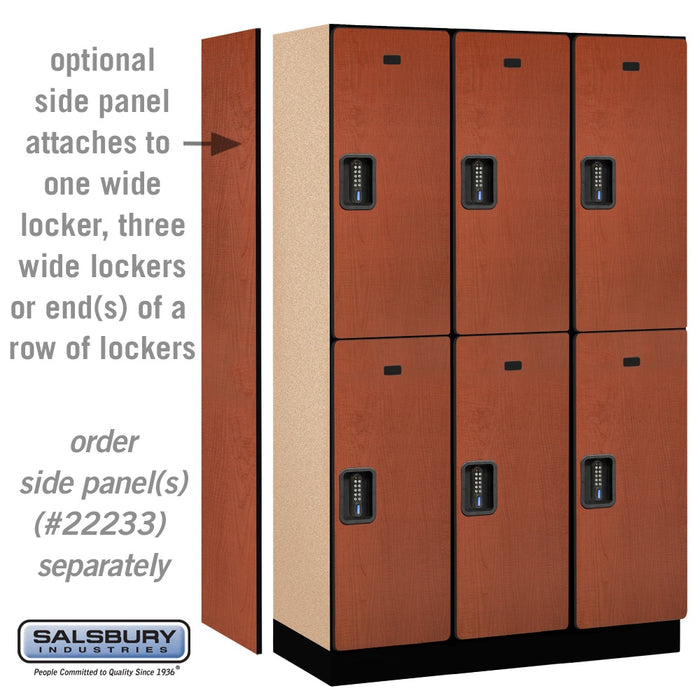 Salsbury 15" Wide Double Tier Designer Wood Locker - 3 Wide - 6 Feet High - 18 Inches Deep - Cherry - Black Electronic Locks - Sweatfully