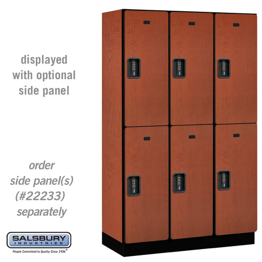 Salsbury 15" Wide Double Tier Designer Wood Locker - 3 Wide - 6 Feet High - 18 Inches Deep - Cherry - Black Electronic Locks - Sweatfully