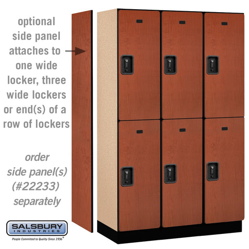 Salsbury 15" Wide Double Tier Designer Wood Locker - 3 Wide - 6 Feet High - 18 Inches Deep - Cherry - Black Resettable Combination Locks - Sweatfully