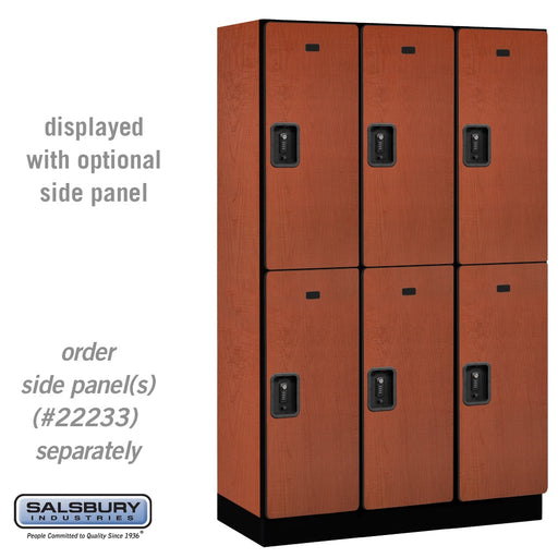Salsbury 15" Wide Double Tier Designer Wood Locker - 3 Wide - 6 Feet High - 18 Inches Deep - Cherry - Black Resettable Combination Locks - Sweatfully