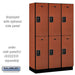 Salsbury 15" Wide Double Tier Designer Wood Locker - 3 Wide - 6 Feet High - 18 Inches Deep - Cherry - Black Resettable Combination Locks - Sweatfully