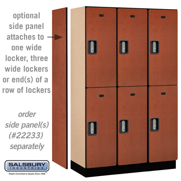 Salsbury 15" Wide Double Tier Designer Wood Locker - 3 Wide - 6 Feet High - 18 Inches Deep - Cherry - Silver Electronic Locks - Sweatfully