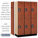 Salsbury 15" Wide Double Tier Designer Wood Locker - 3 Wide - 6 Feet High - 18 Inches Deep - Cherry - Silver Electronic Locks - Sweatfully