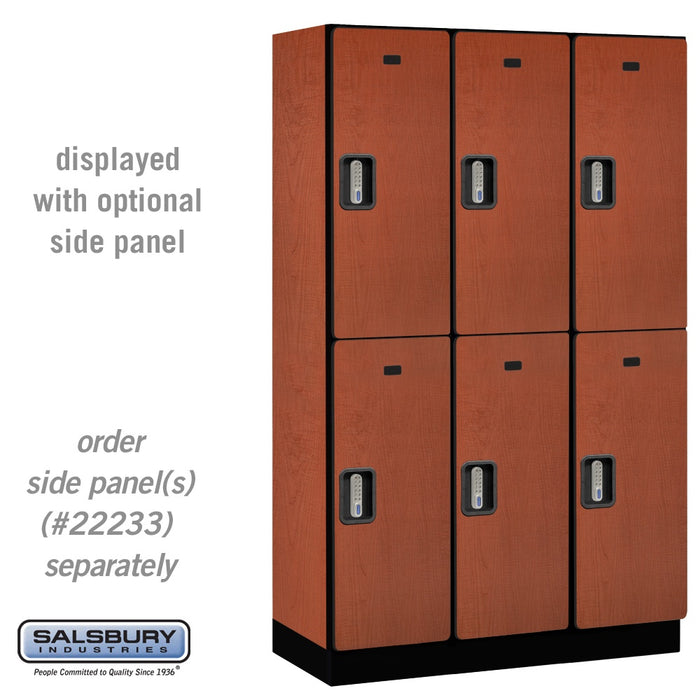 Salsbury 15" Wide Double Tier Designer Wood Locker - 3 Wide - 6 Feet High - 18 Inches Deep - Cherry - Silver Electronic Locks - Sweatfully