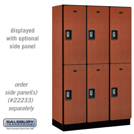 Salsbury 15" Wide Double Tier Designer Wood Locker - 3 Wide - 6 Feet High - 18 Inches Deep - Cherry - Silver Resettable Combination Locks - Sweatfully