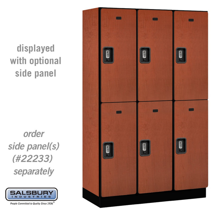 Salsbury 15" Wide Double Tier Designer Wood Locker - 3 Wide - 6 Feet High - 18 Inches Deep - Cherry - Silver Resettable Combination Locks - Sweatfully
