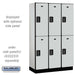 Salsbury 15" Wide Double Tier Designer Wood Locker - 3 Wide - 6 Feet High - 18 Inches Deep - Gray - Black Electronic Locks - Sweatfully