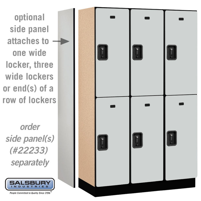 Salsbury 15" Wide Double Tier Designer Wood Locker - 3 Wide - 6 Feet High - 18 Inches Deep - Gray - Black Resettable Combination Locks - Sweatfully