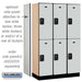 Salsbury 15" Wide Double Tier Designer Wood Locker - 3 Wide - 6 Feet High - 18 Inches Deep - Gray - Black Resettable Combination Locks - Sweatfully