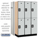 Salsbury 15" Wide Double Tier Designer Wood Locker - 3 Wide - 6 Feet High - 18 Inches Deep - Gray - Silver Electronic Locks - Sweatfully