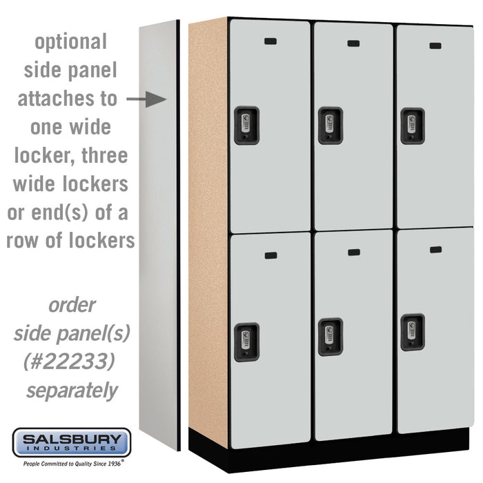 Salsbury 15" Wide Double Tier Designer Wood Locker - 3 Wide - 6 Feet High - 18 Inches Deep - Gray - Silver Resettable Combination Locks - Sweatfully