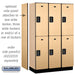 Salsbury 15" Wide Double Tier Designer Wood Locker - 3 Wide - 6 Feet High - 18 Inches Deep - Maple - Black Electronic Locks - Sweatfully