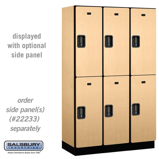 Salsbury 15" Wide Double Tier Designer Wood Locker - 3 Wide - 6 Feet High - 18 Inches Deep - Maple - Black Electronic Locks - Sweatfully