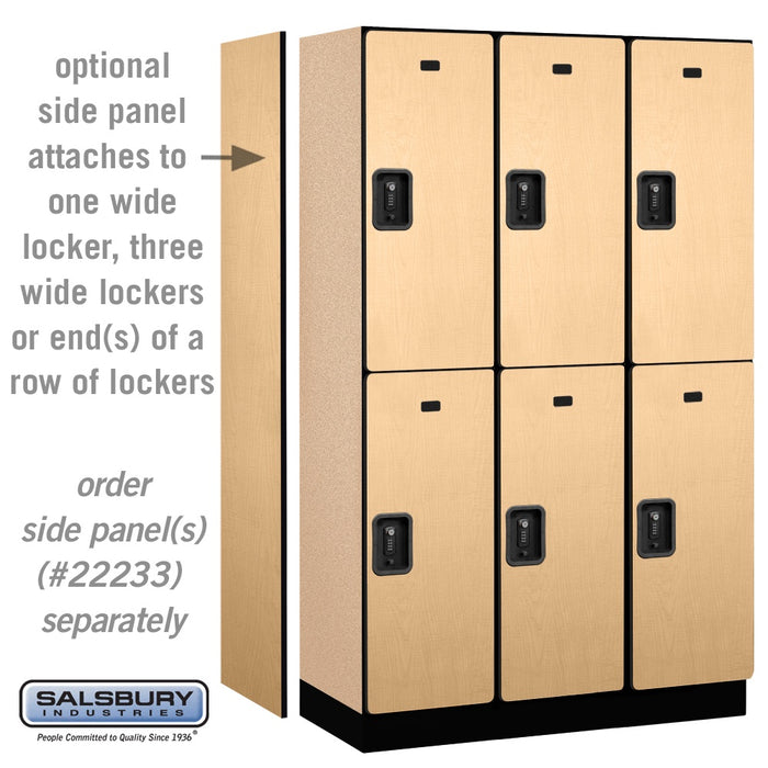 Salsbury 15" Wide Double Tier Designer Wood Locker - 3 Wide - 6 Feet High - 18 Inches Deep - Maple - Black Resettable Combination Locks - Sweatfully