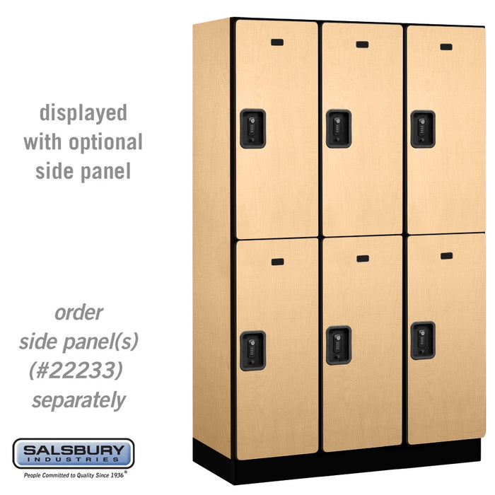 Salsbury 15" Wide Double Tier Designer Wood Locker - 3 Wide - 6 Feet High - 18 Inches Deep - Maple - Black Resettable Combination Locks - Sweatfully