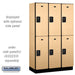 Salsbury 15" Wide Double Tier Designer Wood Locker - 3 Wide - 6 Feet High - 18 Inches Deep - Maple - Black Resettable Combination Locks - Sweatfully