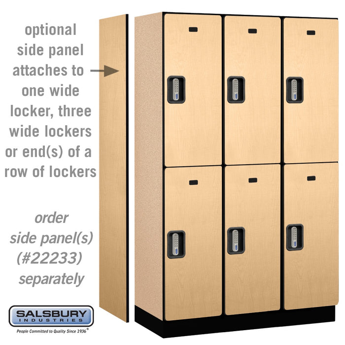 Salsbury 15" Wide Double Tier Designer Wood Locker - 3 Wide - 6 Feet High - 18 Inches Deep - Maple - Silver Electronic Locks - Sweatfully
