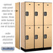 Salsbury 15" Wide Double Tier Designer Wood Locker - 3 Wide - 6 Feet High - 18 Inches Deep - Maple - Silver Electronic Locks - Sweatfully